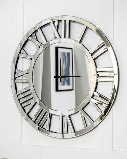 37" Silver Acrylic Silent Analog Round Wall Clock
