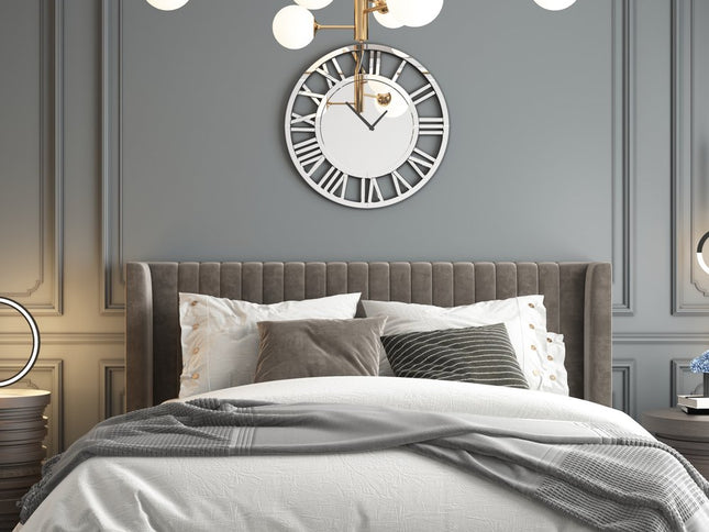 37" Silver Acrylic Silent Analog Round Wall Clock