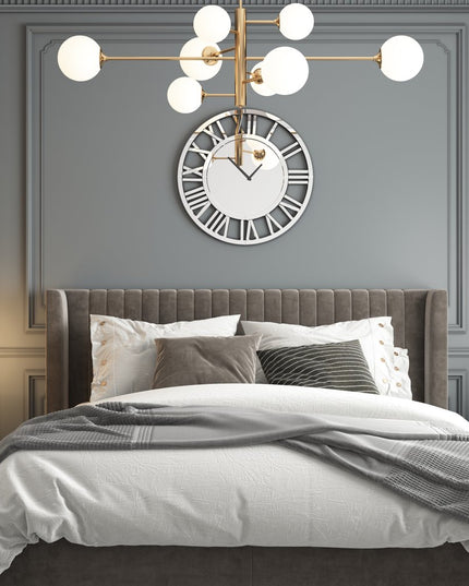 37" Silver Acrylic Silent Analog Round Wall Clock