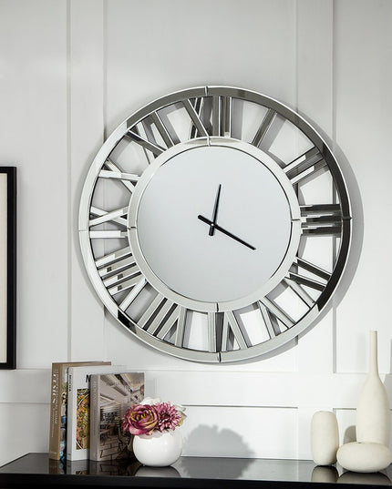 37" Silver Acrylic Silent Analog Round Wall Clock