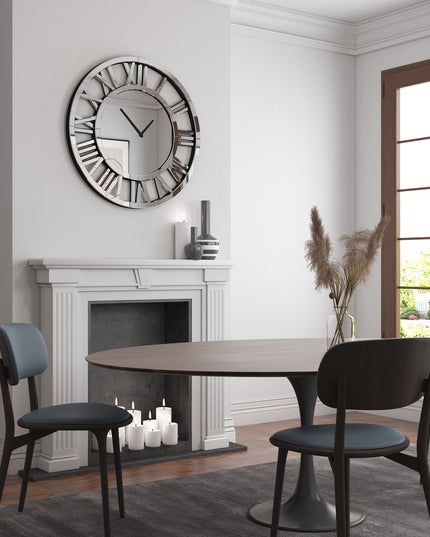 37" Silver Acrylic Silent Analog Round Wall Clock