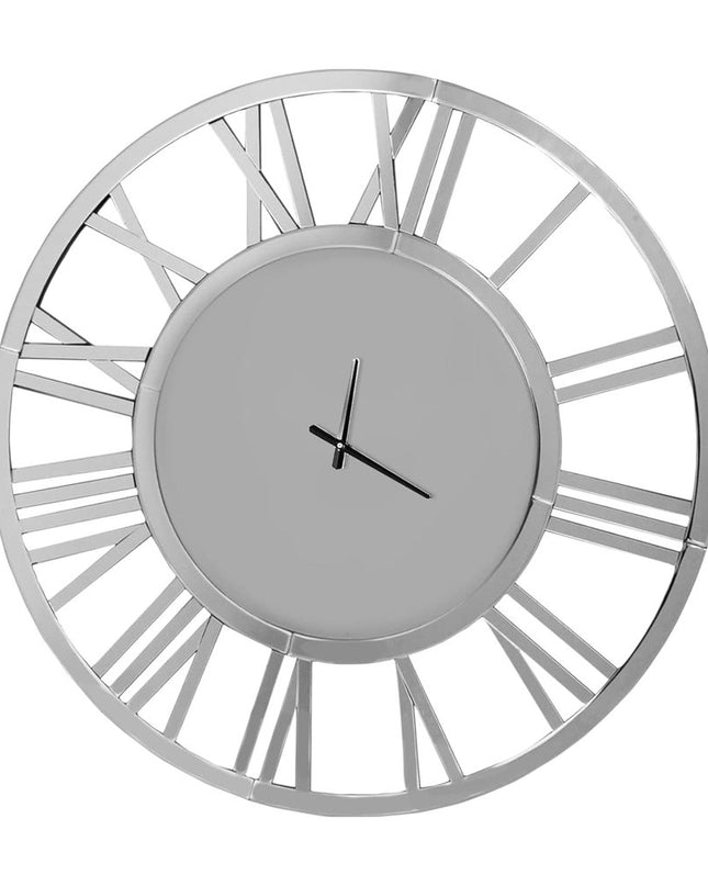 37" Silver Acrylic Silent Analog Round Wall Clock