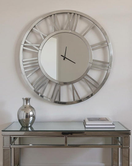 37" Silver Acrylic Silent Analog Round Wall Clock