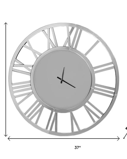 37" Silver Acrylic Silent Analog Round Wall Clock