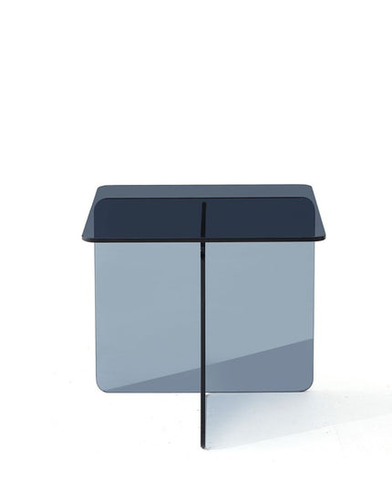 16" Smoky Black Glass Square Cross Legs End Table
