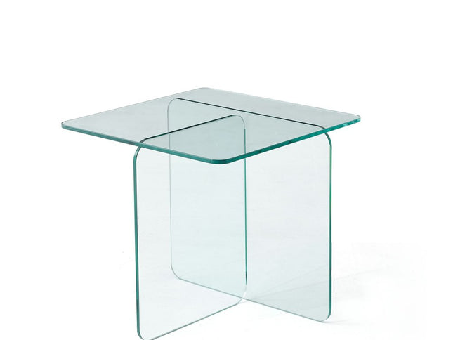 16" Clear Glass Square Cross Legs End Table