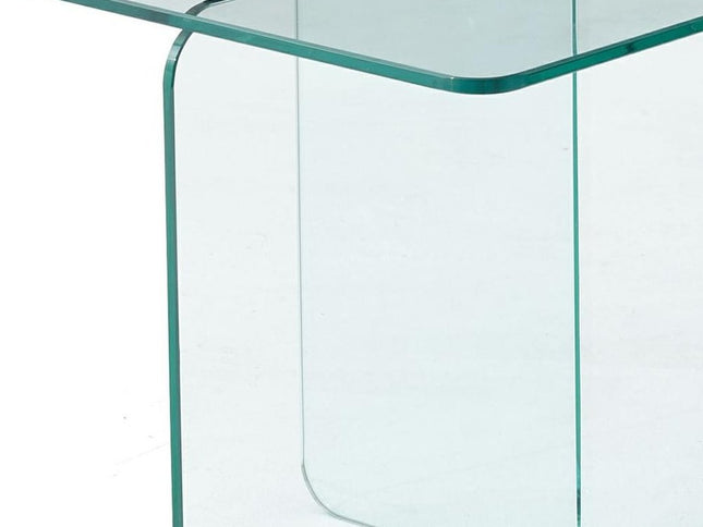 16" Clear Glass Square Cross Legs End Table