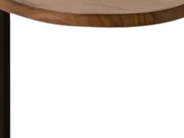 Set of Two Brown and Black Wood and Metal Oval End Tables