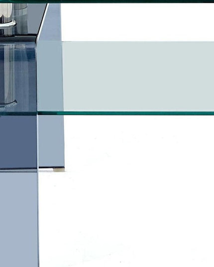 39" Clear and Black Glass Coffee Table With Shelf