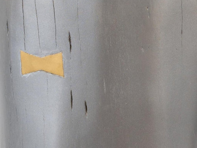 22" Gray Wood and Solid Wood Round Drum End Table