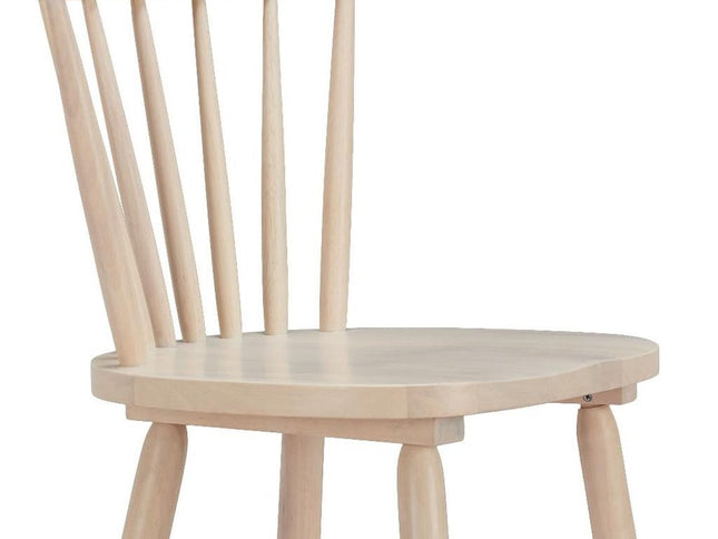 Set of Two Natural Solid Wood Low Back Bar Chairs