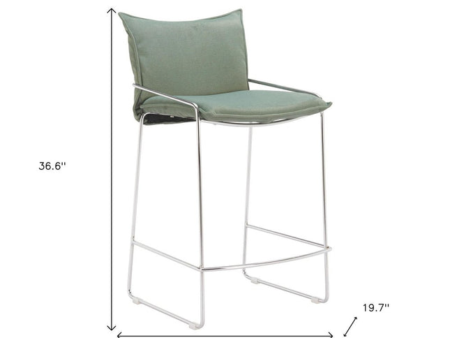 Green Wood and Fabric Bar Chair