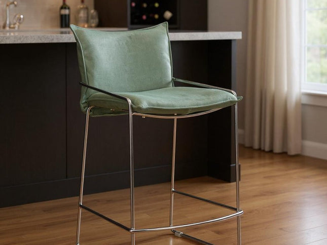 Green Wood and Fabric Bar Chair