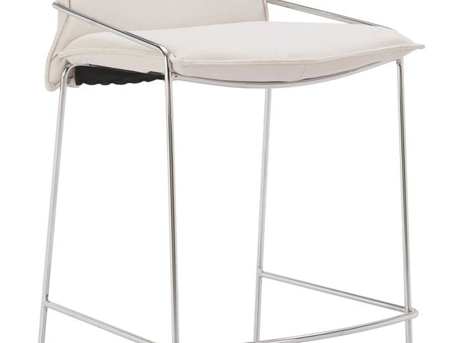 White Wood and Fabric Bar Chair