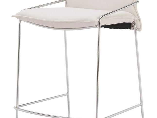 White Wood and Fabric Bar Chair