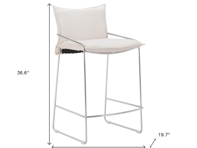 White Wood and Fabric Bar Chair