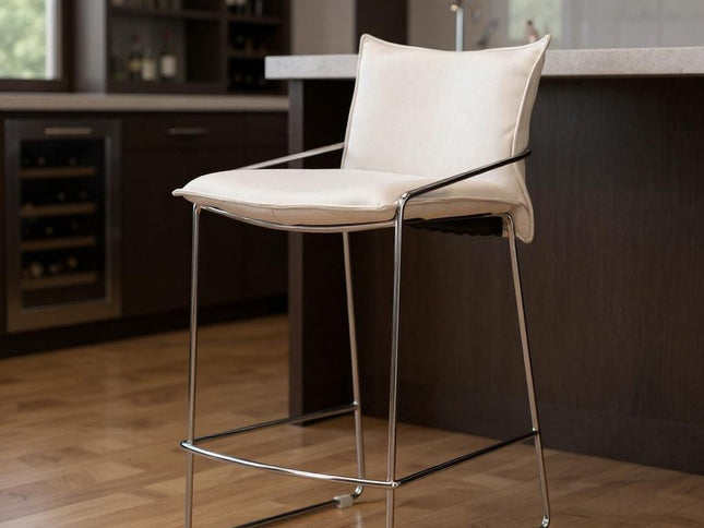 White Wood and Fabric Bar Chair
