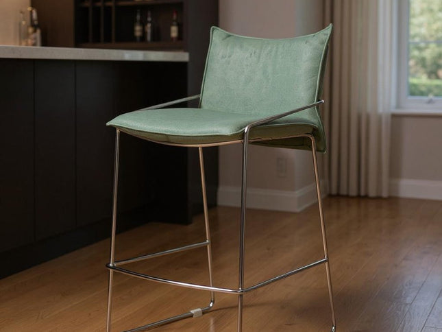 Green Wood and Fabric Bar Chair