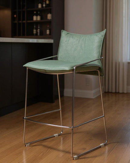 Green Wood and Fabric Bar Chair