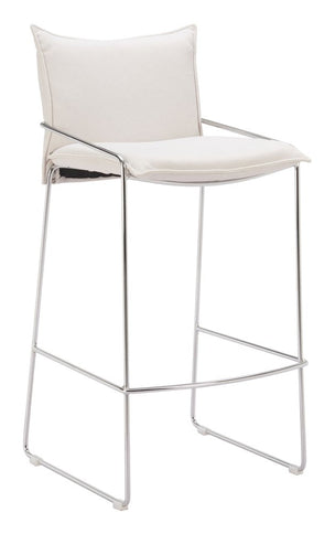 White Wood and Fabric Bar Chair
