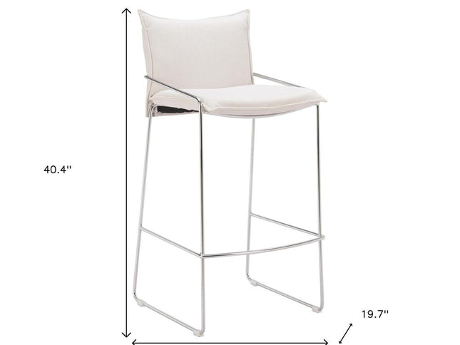 White Wood and Fabric Bar Chair