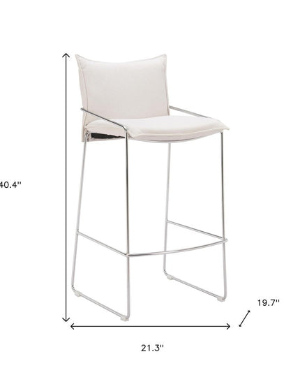 White Wood and Fabric Bar Chair