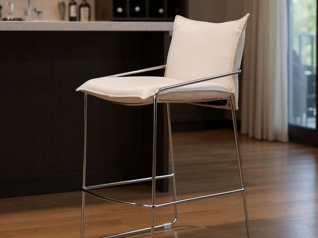 White Wood and Fabric Bar Chair