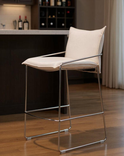 White Wood and Fabric Bar Chair