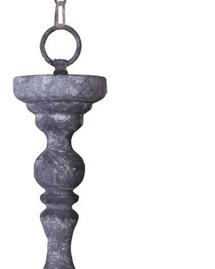 Gray Drum Distressed Galvanized Metal Dimmable Chandelier With Natural Shade