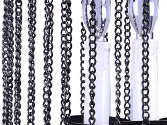 Black And Natural Wood and Metal Cylinder Three Light Dimmable Chandelier