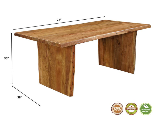 Seven Piece Brown Solid Wood Dining Set with Six Chairs