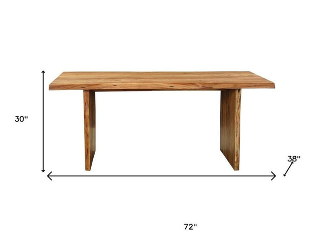 Seven Piece Brown Solid Wood Dining Set with Six Chairs