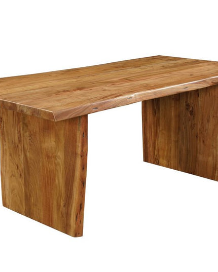 Seven Piece Brown Solid Wood Dining Set with Six Chairs