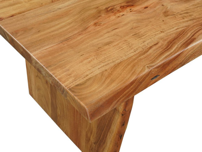 Seven Piece Brown Solid Wood Dining Set with Six Chairs