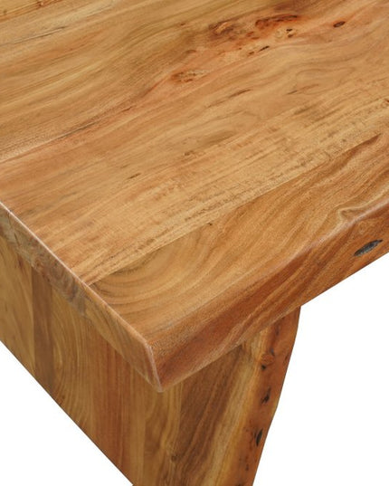 Seven Piece Brown Solid Wood Dining Set with Six Chairs