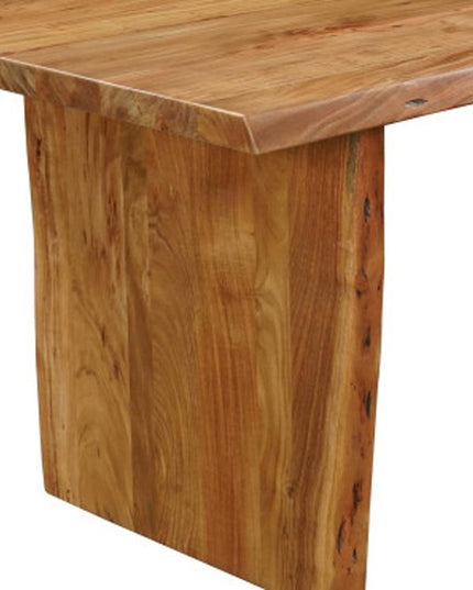 Seven Piece Brown Solid Wood Dining Set with Six Chairs