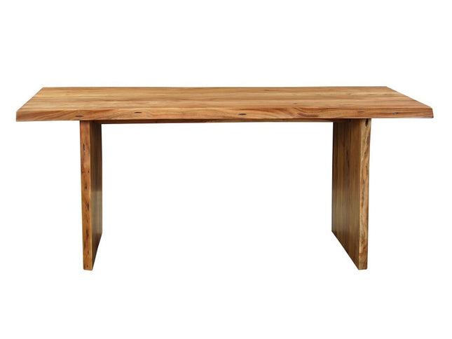 Seven Piece Brown Solid Wood Dining Set with Six Chairs