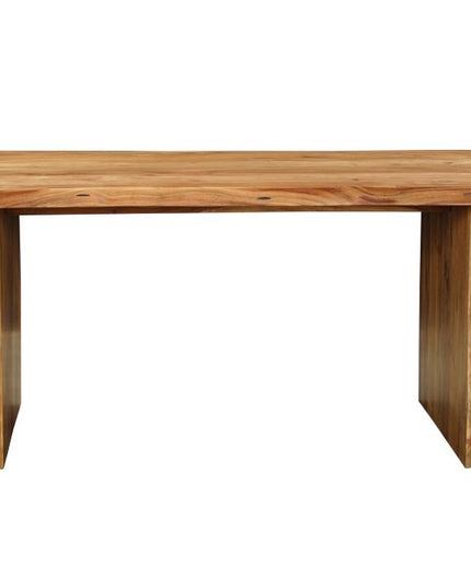 Seven Piece Brown Solid Wood Dining Set with Six Chairs