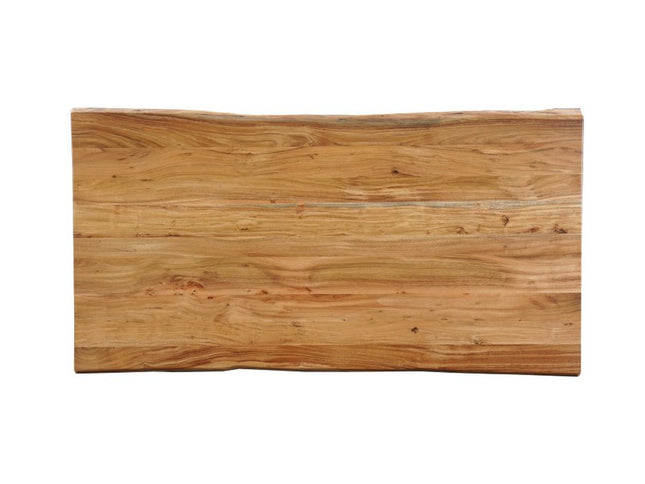 Seven Piece Brown Solid Wood Dining Set with Six Chairs