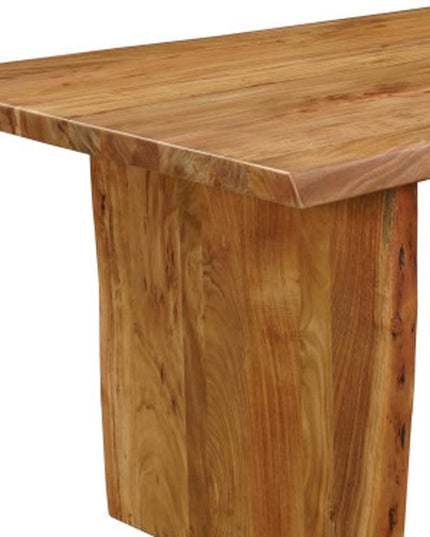 Seven Piece Brown Solid Wood Dining Set with Six Chairs