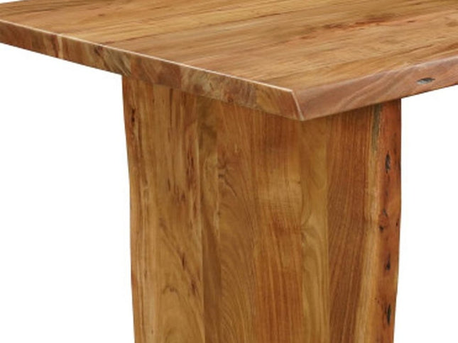 Seven Piece Brown Solid Wood Dining Set with Six Chairs