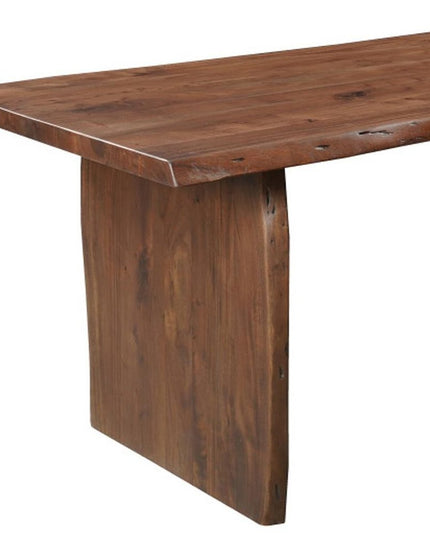 Seven Piece Brown Solid Wood Dining Set with Six Chairs