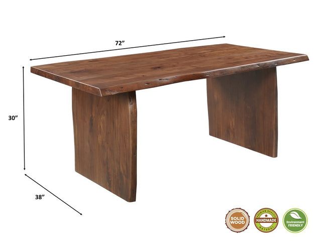 Seven Piece Brown Solid Wood Dining Set with Six Chairs