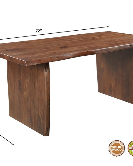 Seven Piece Brown Solid Wood Dining Set with Six Chairs