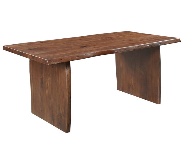 Seven Piece Brown Solid Wood Dining Set with Six Chairs