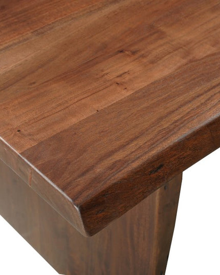 Seven Piece Brown Solid Wood Dining Set with Six Chairs