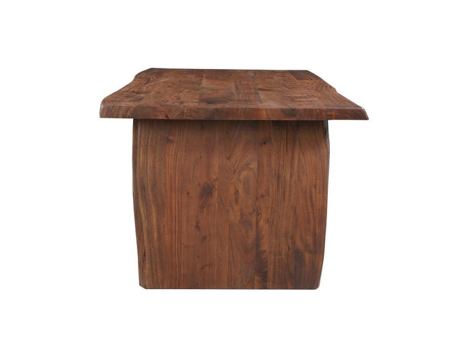 Seven Piece Brown Solid Wood Dining Set with Six Chairs