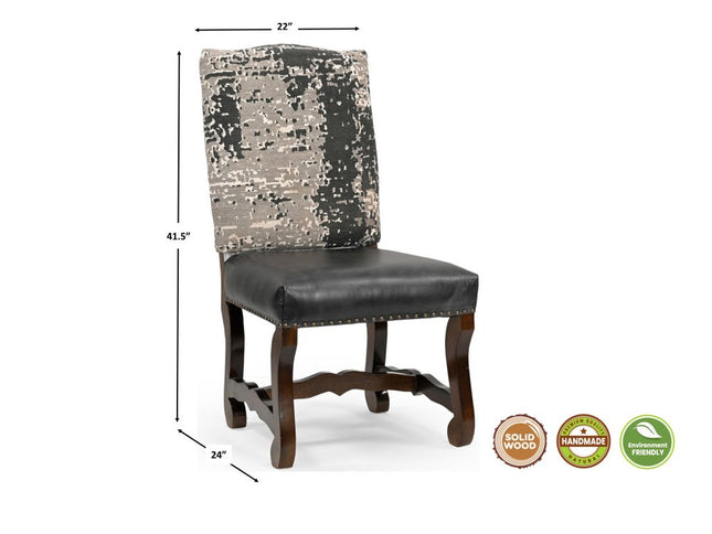 Seven Piece Brown Solid Wood Dining Set with Six Chairs