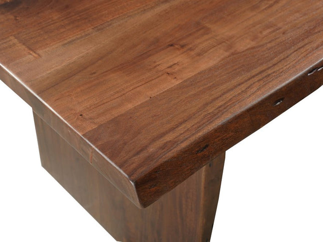 Seven Piece Brown Solid Wood Dining Set with Six Chairs