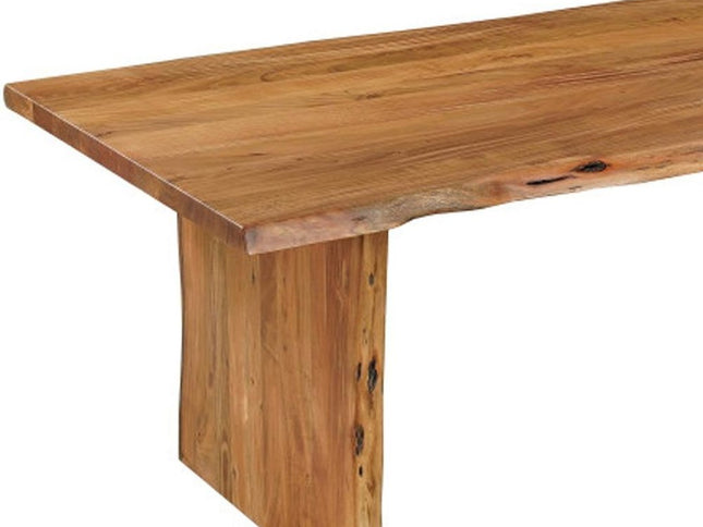 Nine Piece Brown Solid Wood Dining Set with Eight Chairs